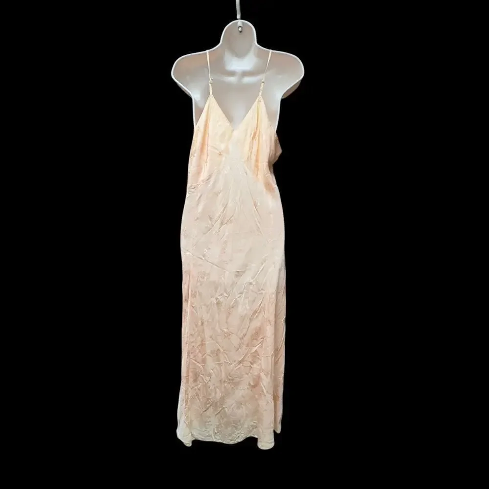 1930’s Cream Orangle Bias Cut Slip Dress Nightgown Floral Embossed Vintage READ - Picture 5 of 16